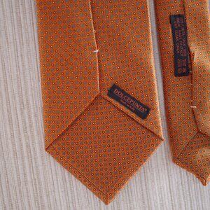 DOLCEPUNTA TIE Orange geometric pattern Seven Fold Men Necktie 61" x 3.75"